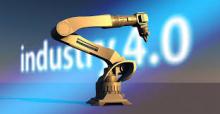 roboter vor industrie 4.0 schriftzug